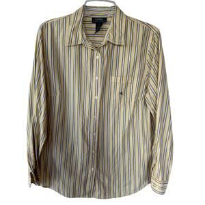 Lauren Ralph Lauren Yellow White Striped Logo Buttondown shirt size 1X